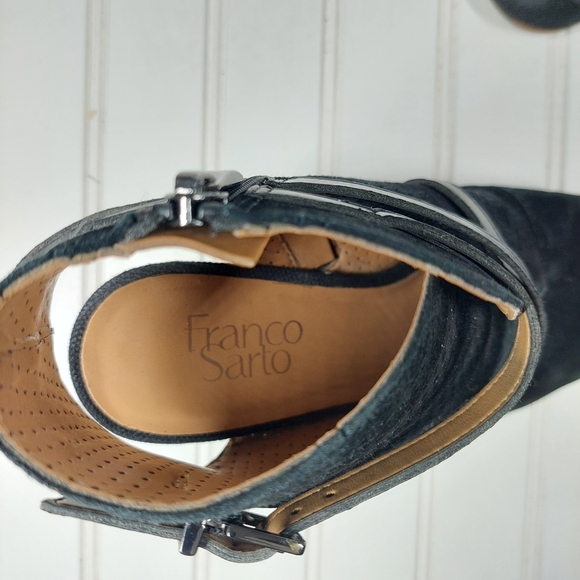 Franco Sarto Fantana Black Suede Leather Crisscross Strap Heeled Peep To… E727 - Picture 10 of 11